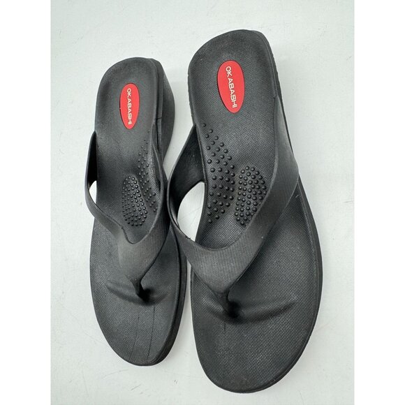 Okabashi Women Flip Flops Thong Sandals Slippers Size M/L Black Summer Casual - Picture 7 of 10